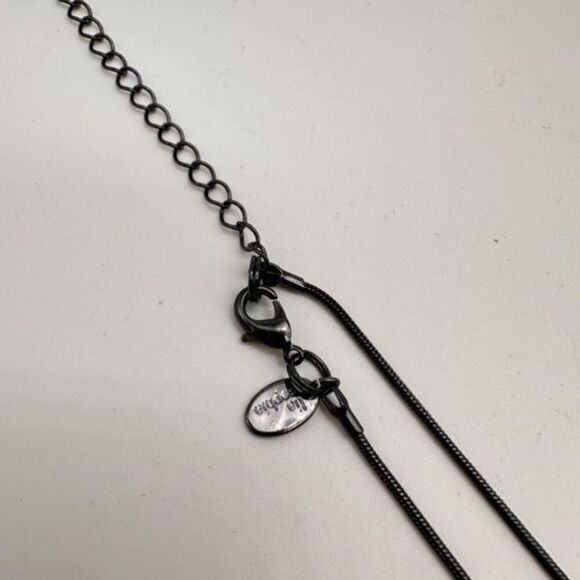 NWOT Lia Sophia Stunning Blue  Gunmetal Pendant Necklace Statement Rope chain - Picture 9 of 9